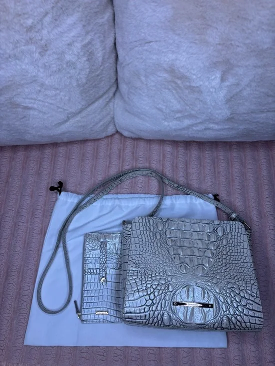 Brahmin Carrie Crossbody in Moonrise with Matching Credit Card Wallet - Picture 14 of 14